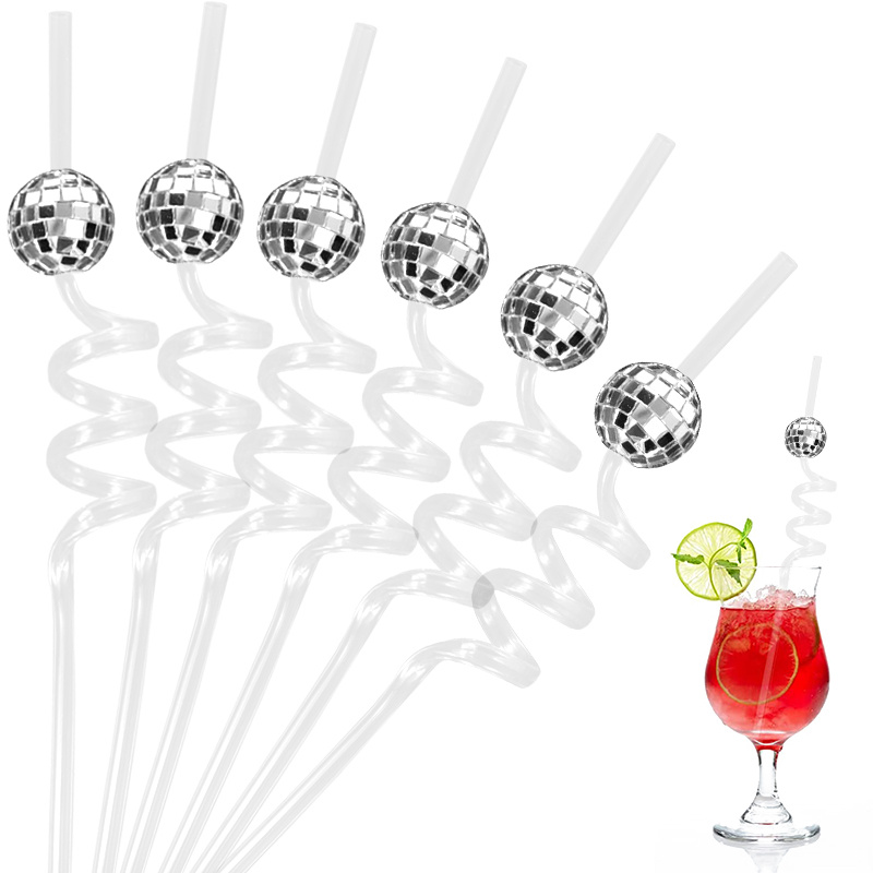 Disco Ball Mirror - 6 Buah Sedotan Bola Disko Cermin