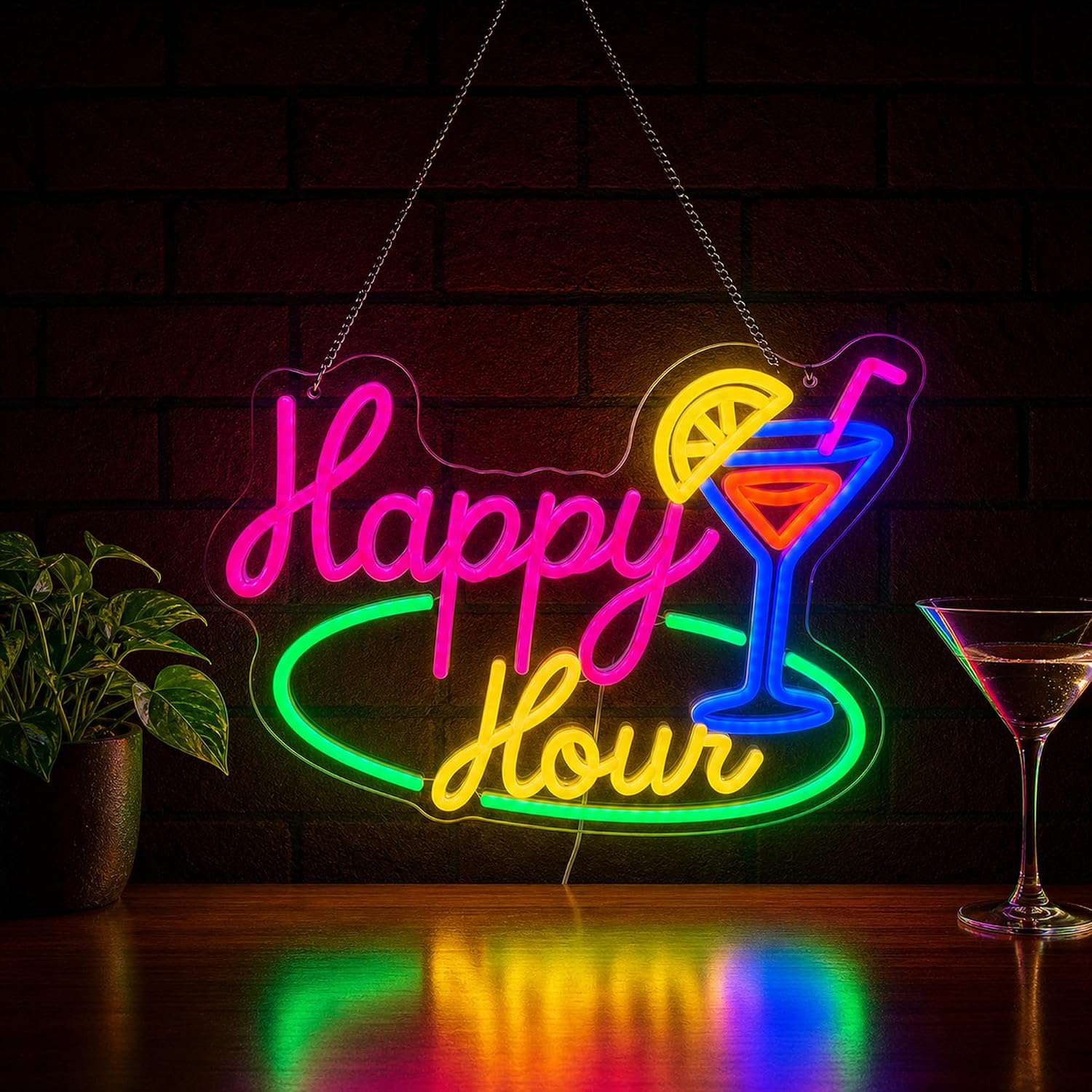 Decor Lighting Opening Hours - Lampu Neon LED Happy Hour Cocktail,