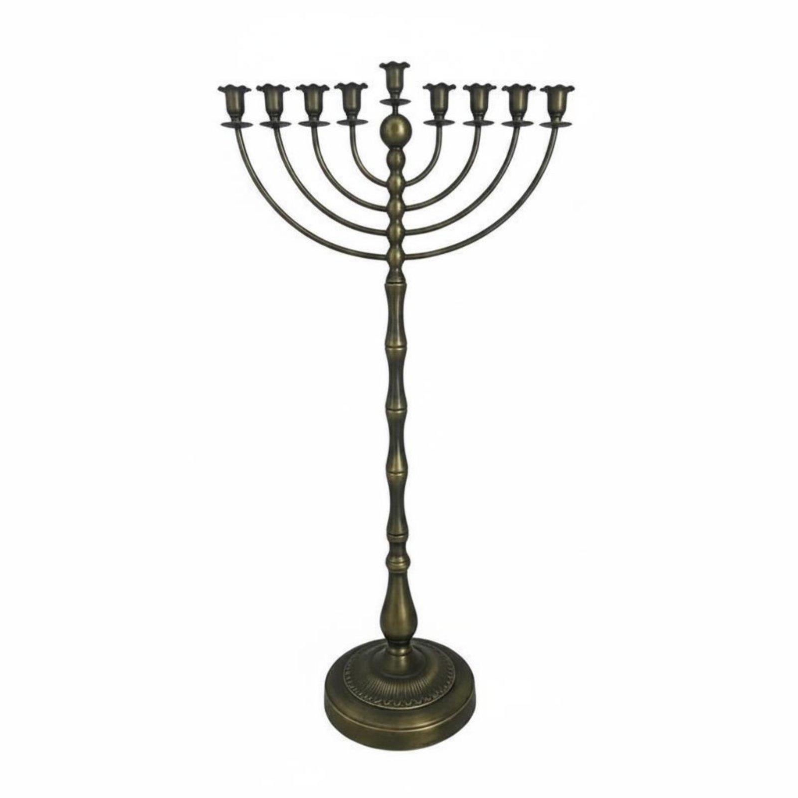 Elegant Decor & Lighting Llc - Stand Menorah Perunggu Antik Konstruksi Logam
