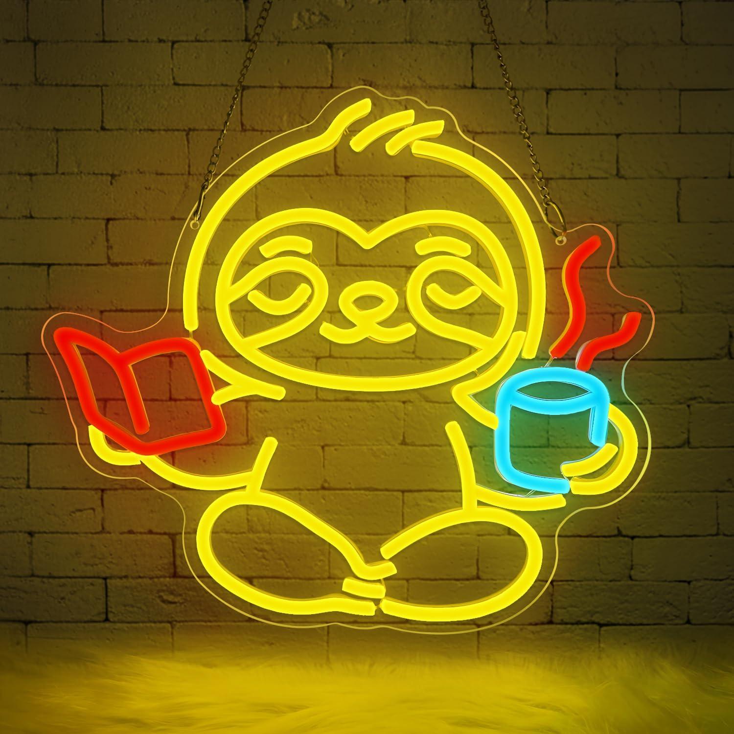 Lighting Decor In Room - Lampu LED USB Neon Sign Sloth