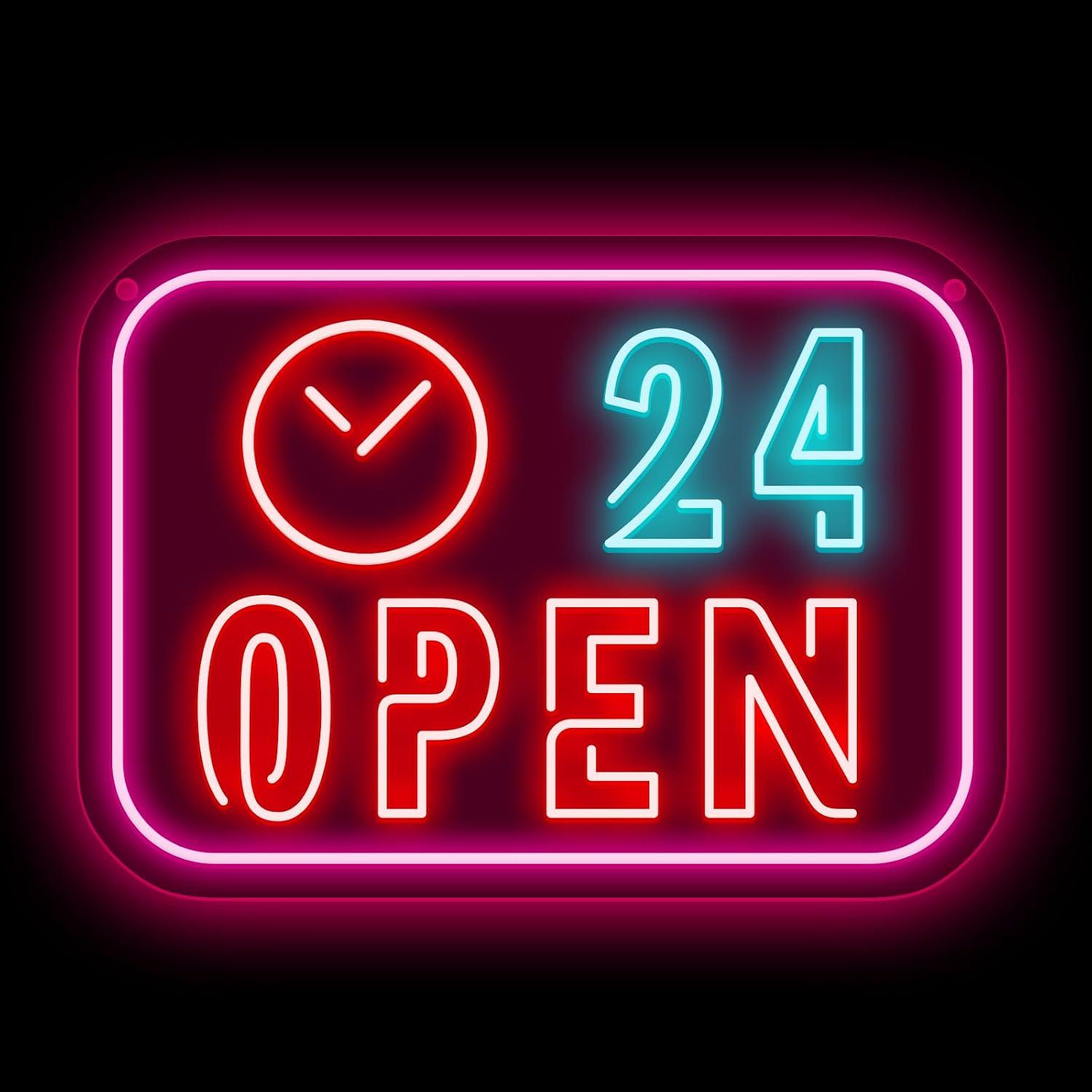Decor Lighting Opening Hours - Lampu Neon LED 24 Jam Terang,