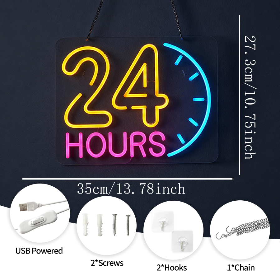 Lampu Neon 24 Jam, Huruf LED u - Decor Lighting Opening Hours ulasan dan harga