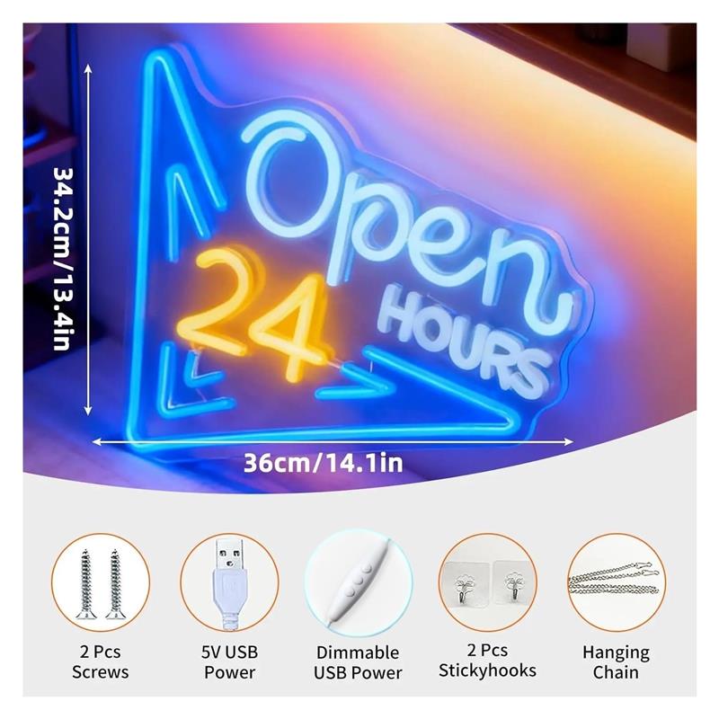 Lampu LED Bertenaga USB Tanda  - Decor Lighting Opening Hours ulasan dan harga