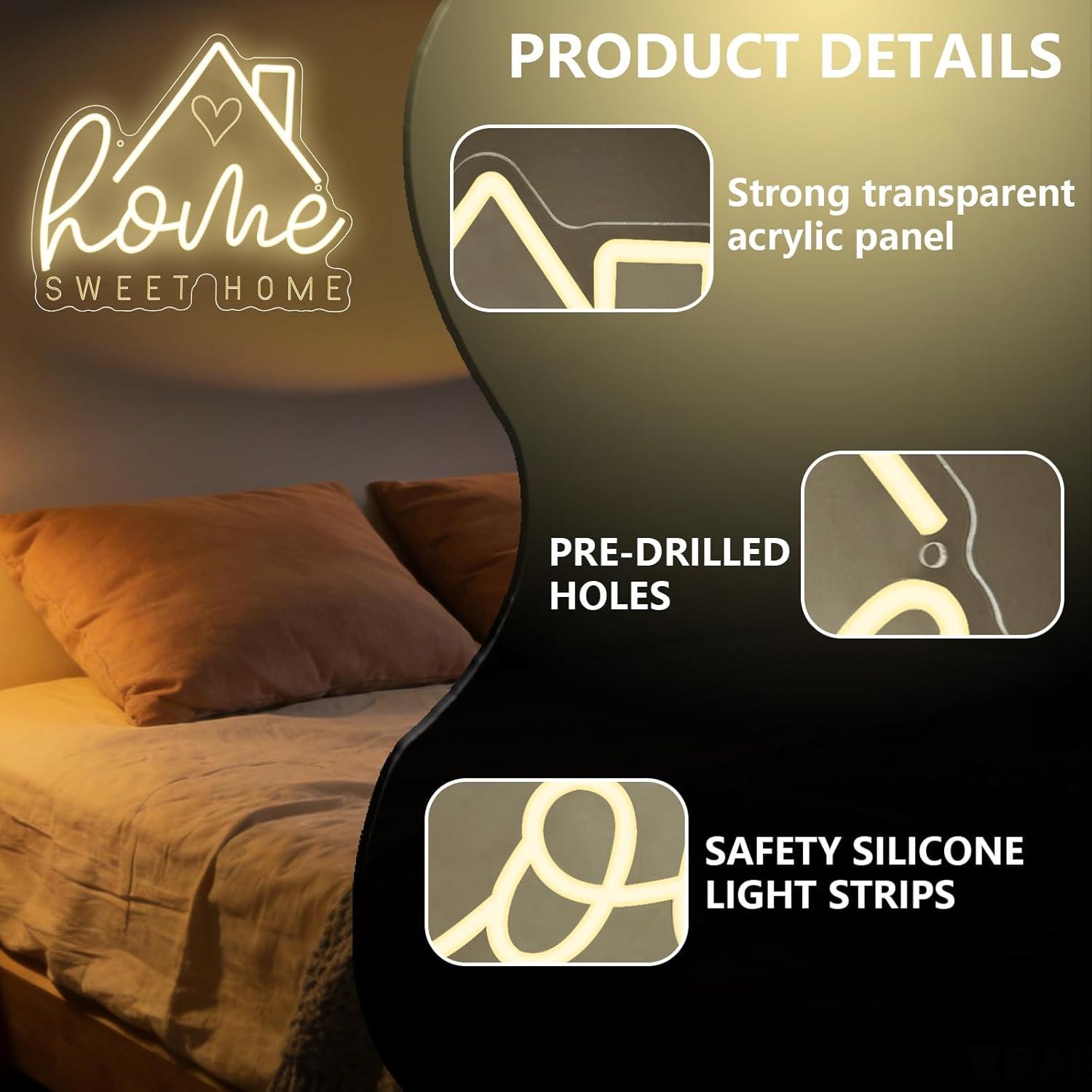 Lampu LED Neon Sweet Home USB  - Lighting Decor In Room ulasan dan harga