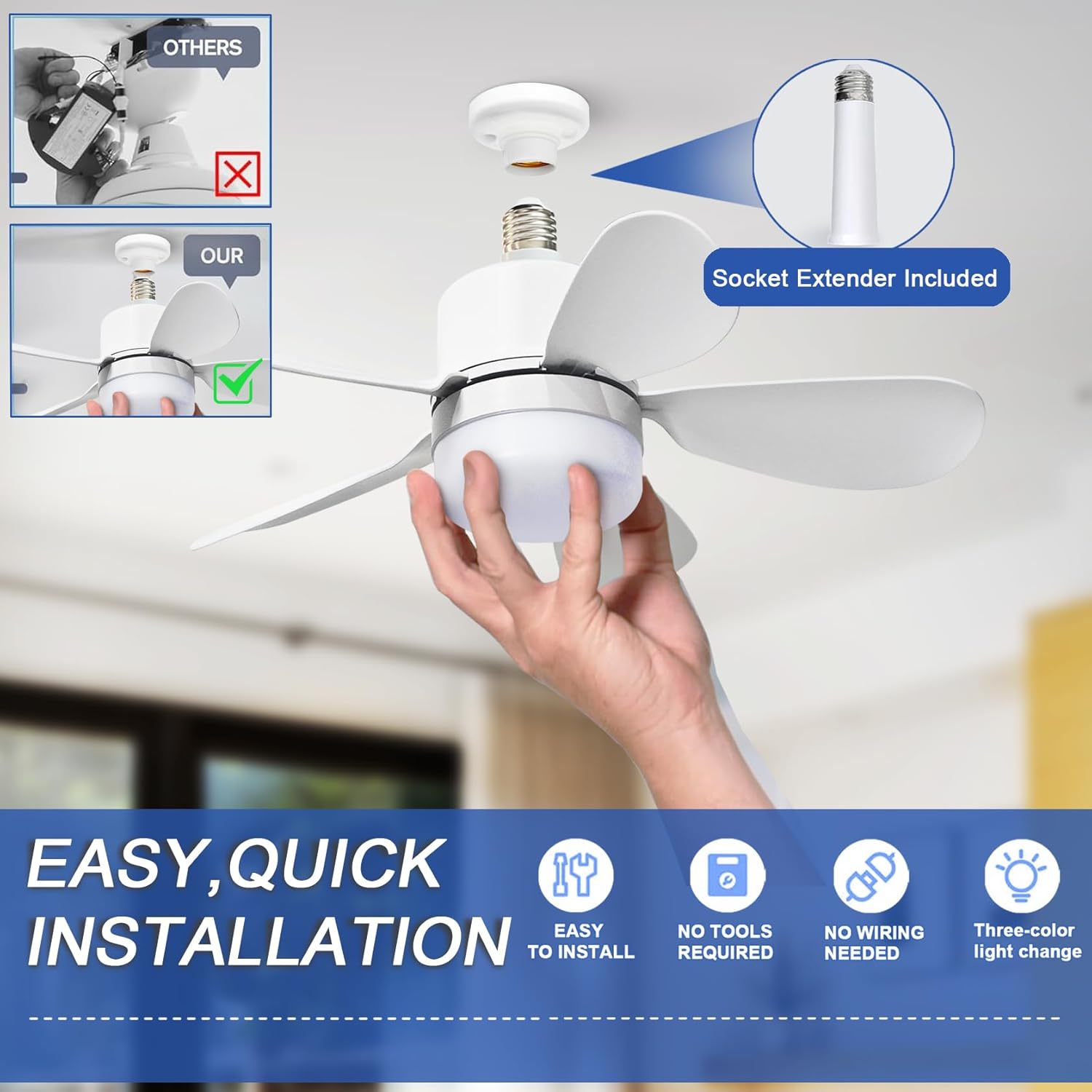 Lampu Kipas Soket dengan Remot - Lighting Decoration For Home ulasan dan harga