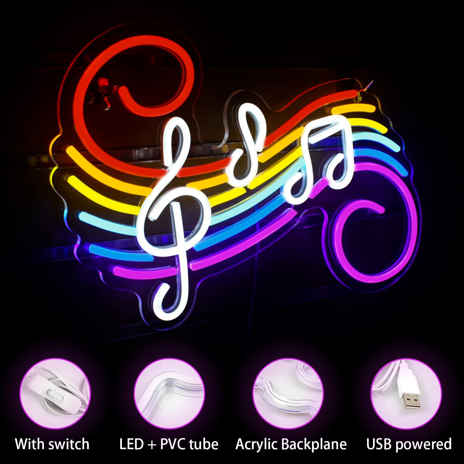 Lampu Neon Tanda Not Musik, Da - Lighting Christmas Decor ulasan dan harga