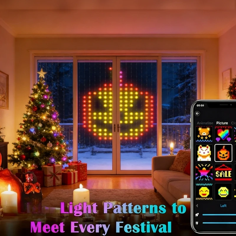 Lampu Tirai Pintar 400LED, Lam - Lighting Christmas Decor ulasan dan harga
