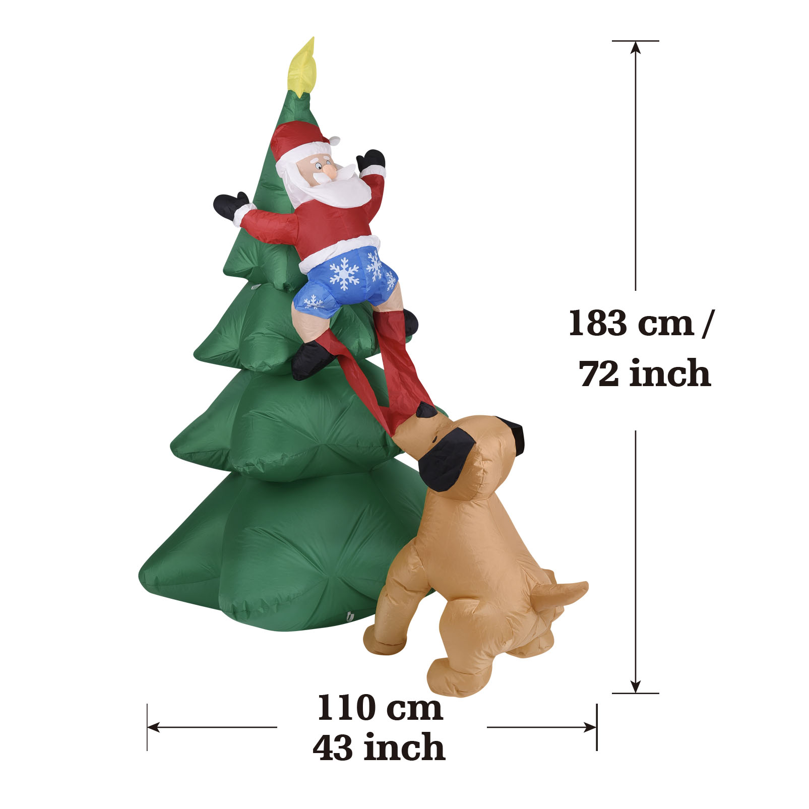 Anjing Tiup Natal dengan Santa - Home Decor Lighting Tree ulasan dan harga