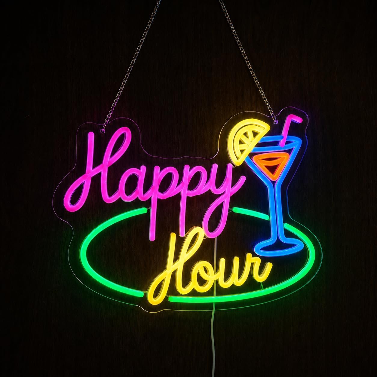 Lampu Neon LED Happy Hour Cock - Decor Lighting Opening Hours ulasan dan harga