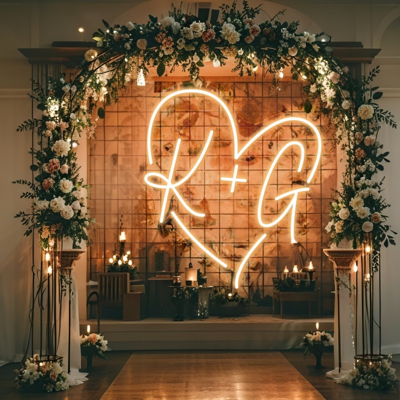Tanda Neon LED Hati Inisial Ku - Lighting Christmas Decor ulasan dan harga