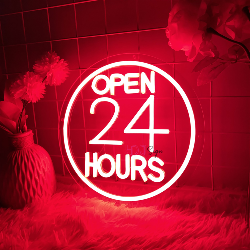 Tanda Led Neon Terbuka 24 Jam  - Decor Lighting Opening Hours ulasan dan harga