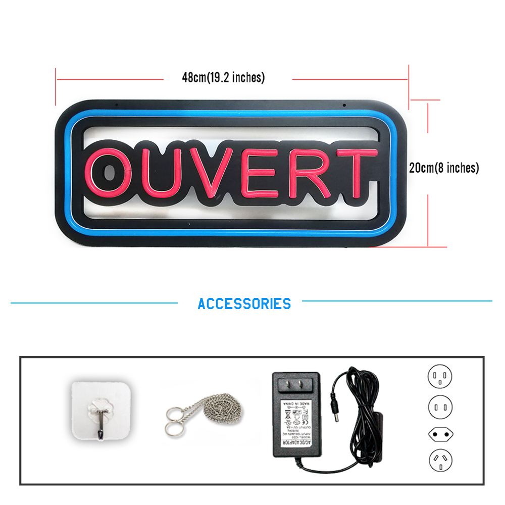 Lampu Neon Ouvert Biru Dan Mer - Decor Lighting Opening Hours ulasan dan harga