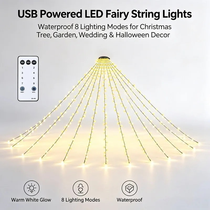 Lampu LED USB Tahan Air, 8 Mod - Lighting Christmas Decor ulasan dan harga
