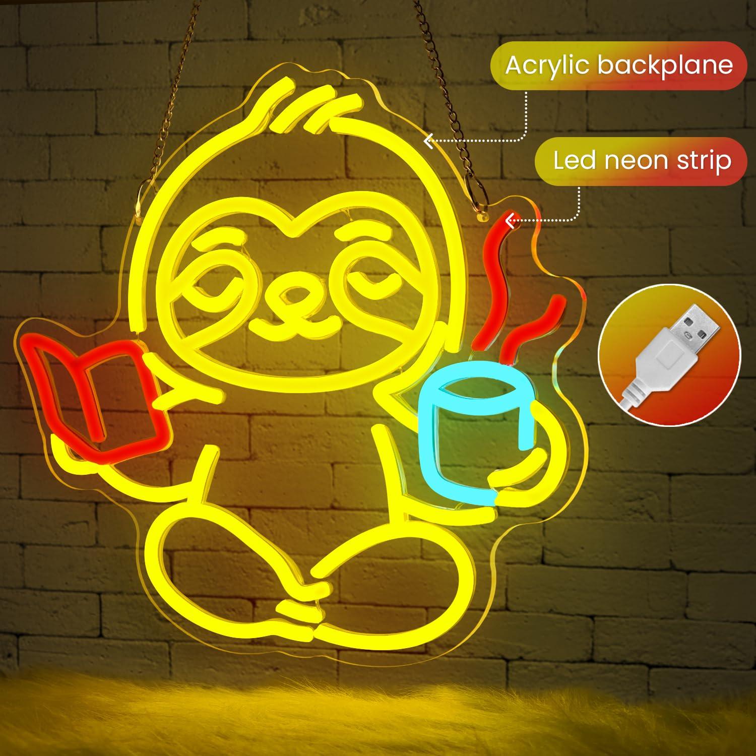 Lampu LED USB Neon Sign Sloth  - Lighting Decor In Room ulasan dan harga