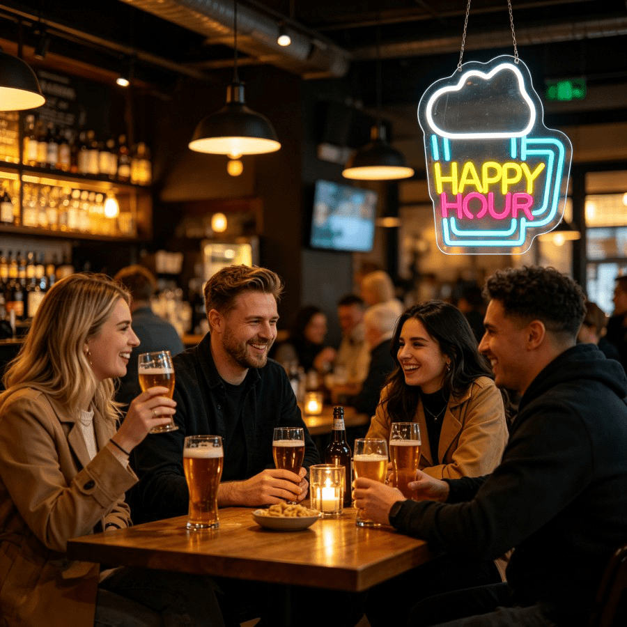 Lampu Dinding LED Mug Bir Happ - Decor Lighting Opening Hours ulasan dan harga
