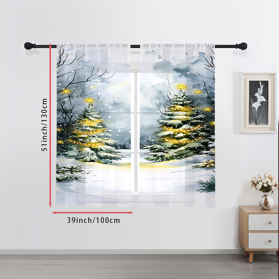 2PCS Tirai Transparan Motif Po - Home Decor Lighting Tree ulasan dan harga