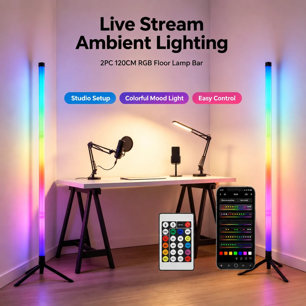 2PCS Lampu Lantai RGB 120CM, L - Lighting Decoration For Home ulasan dan harga