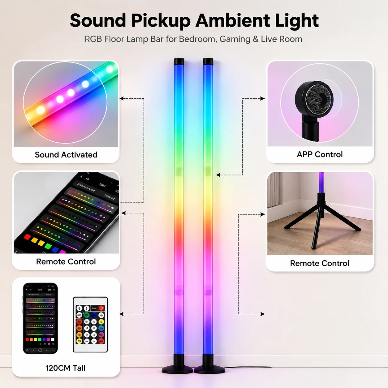 2PCS Lampu Lantai RGB 120CM, L - Lighting Decoration For Home ulasan dan harga