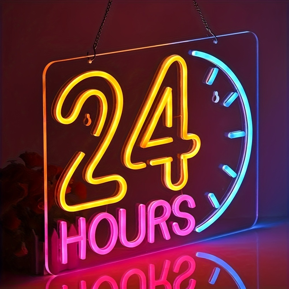 Lampu Neon LED 24 Jam, Lampu D - Decor Lighting Opening Hours ulasan dan harga